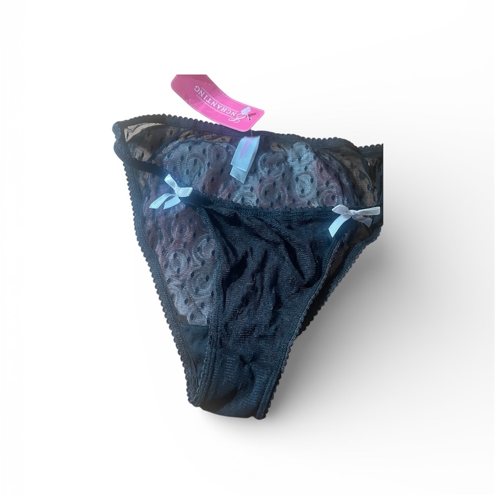 Black Lace Panties with Blue Accents